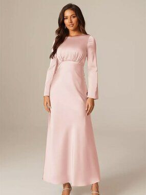 Aw bridal pink satin dress